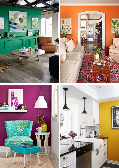 Decorating Your Home With Bold Colors | Home Inspiration | Midwest is Home Blog Bold Living Room Paint Color Ideas, Bright Paint Colors, Colorful Walls, Bold Paint Colors, Decor Pad, Bright Pillows, Accent Wall Paint, Bold Decor, Cozy Spaces