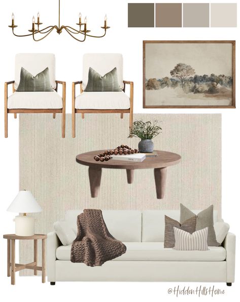 Fraiche Living Home, Organic Modern Rug Living Room, Organic Modern Living Room Mood Board, Living Room Mood Board Colour Schemes, Modern Organic Apartment, Warm Earth Tone Living Room, Living Room Neutral Colors Earth Tones, Earth Tone Dining Room, Warm Neutral Living Room Earth Tones