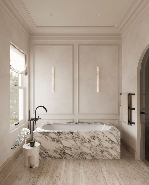 All posts • Instagram Calacatta Bathroom, Concrete Bathtub, Marble Bathtub, Luxury Bathtub, Classical House, Stunning Interior Design, Bathtub Design, Master Bath Remodel, Bathroom Design Inspiration