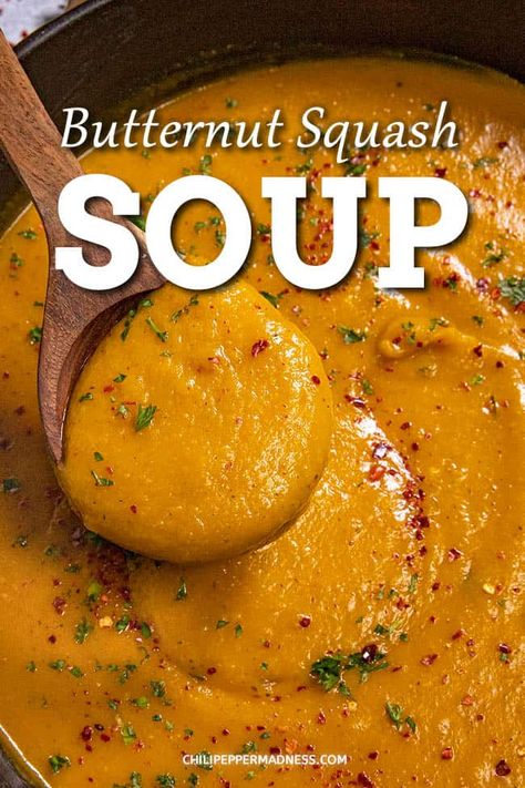 This is the best butternut squash soup recipe with the perfect blend of herbs and spices, nice and creamy, easy to make, plus you can freeze the leftovers. Essen, Best Butternut Squash Soup, Butternut Squash Soup Recipe, Butternut Soup, Butternut Squash Recipes Soup, Squash Soup Recipe, Butternut Squash Recipes, Fall Soups, The Leftovers