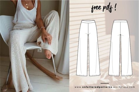 Women Pants Pattern, Free Pdf Sewing Patterns, Sewing Projects Clothes, Free Sewing Pattern, Diy Vetement, Sew Ins, Pants Sewing Pattern, Couture Mode, Diy Sewing Pattern