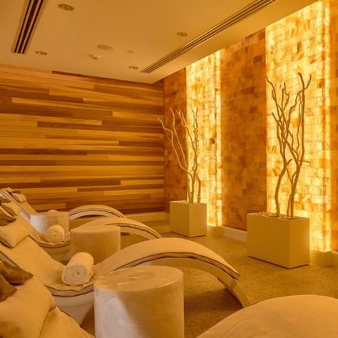 The Salt Room At St. Andrews Country Club Relaxation Room Ideas, Spa Relaxation Room, Himalayan Salt Cave, Salt Room Therapy, Salt Cave Spa, Himalayan Salt Room, Zen Rooms, Salt Therapy, Himalayan Salt Bath