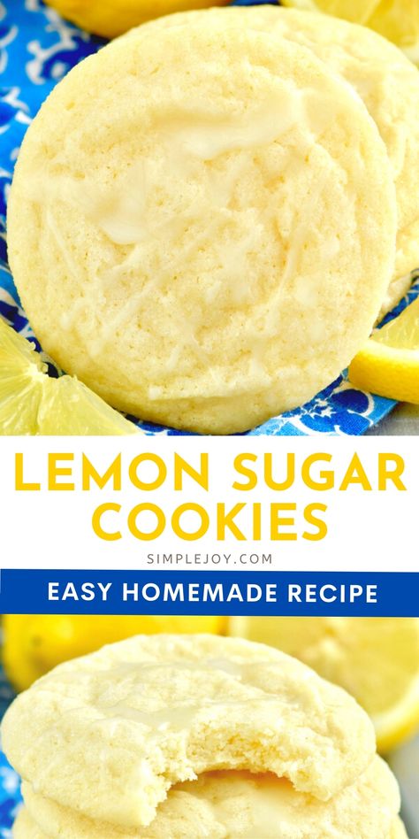 Lemon Sugar Cookies Recipe, Lemon Cookies Recipes, Lemon Sugar Cookies, Lemon Icing, Lemon Dessert Recipes, Lemon Sugar, Easy Homemade Recipes, Lemon Cookies, Deilig Mat