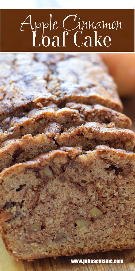 Apple Cinnamon Loaf Cake Jewish Apple Cake Loaf Pan, Quick Breads For Fall, Apple Pie Loaf Bread, Fall Dessert Loafs, Loaves Of Bread Recipes, Best Dessert Loafs, Apple Honey Bread, Apple Cake Bread, Apple Crumble Loaf Recipes