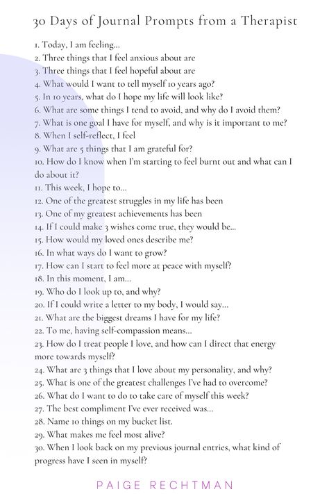 30 Days Of Journaling, Journal Prompts For Health, Mental Journal Prompts, Soul Therapy Journal, Journal Prompts For Getting To Know Yourself, Journal Prompts For Releasing Emotions, Journal Prompts For Mental Healing, Journaling Prompts To Know Yourself, Fun Prompts For Journaling