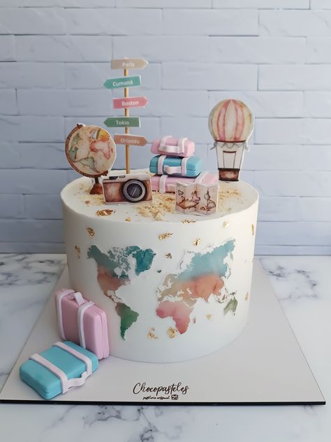 Crea con nosotros el pastel de tus sueños  💗 Chocopasteles 📍 Quito 📱0958786636 Travel Birthday Cake For Her, Adventure Awaits Baby Shower Cake, Cake Paris, World Cake, Adventure Awaits Baby Shower, Travel Cake, Birthday Cakes For Her, Girl Cake, Floral Cake