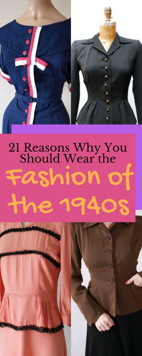 If one thing about fashion of the 1940s is for certain, it’s  that the trends in America were influenced by the pressures of World War  II. How To Dress Like The 1940s, Modern 1940s Fashion, 1940s Fashion Women Outfits, 1940’s Outfits, 40s Fashion 1940s Style, 1940 Fashion Women, Oldies Fashion, Decade Outfits, 1940s Inspired Fashion