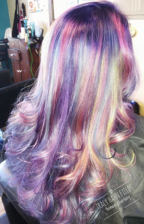 Multicolor Blue Hair, Hair Color Combo Ideas, Purple Hair With Highlights, Dyed Dark Hair, Dark Dyed Hair, Long Dyed Hair, Cool Purple Hair, Purple Hair Light, Crazy Colored Hair