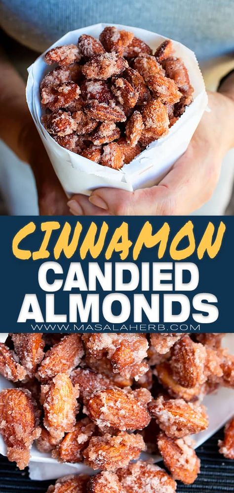 Cinnamon Sugar Glazed Almonds, How To Roast Whole Almonds, How To Make Candied Almonds, Cinnamon Glazed Almonds, Candies Nuts Recipe, Cinnamon Toasted Almonds, Honey Roasted Almonds Recipe, Candid Almonds Recipe, How To Roast Raw Almonds