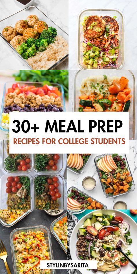 meal prep ideas for college students Good Meal Prep Ideas, College Student Meals, Healthy Student Meals, College Cooking Recipes, Cheap College Meals, Easy Weekly Meal Plan, College Meal Planning, Cheap Healthy Lunch, Easy Student Meals