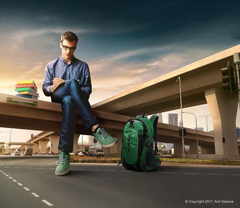 Road Creative Ads, Bags Creative Ads, Photoshop Design Ideas, Creative Advertising Design, Photoshop Ideas, Publicidad Creativa, Digital Imaging, Graphic Design Ads, Food Graphic Design