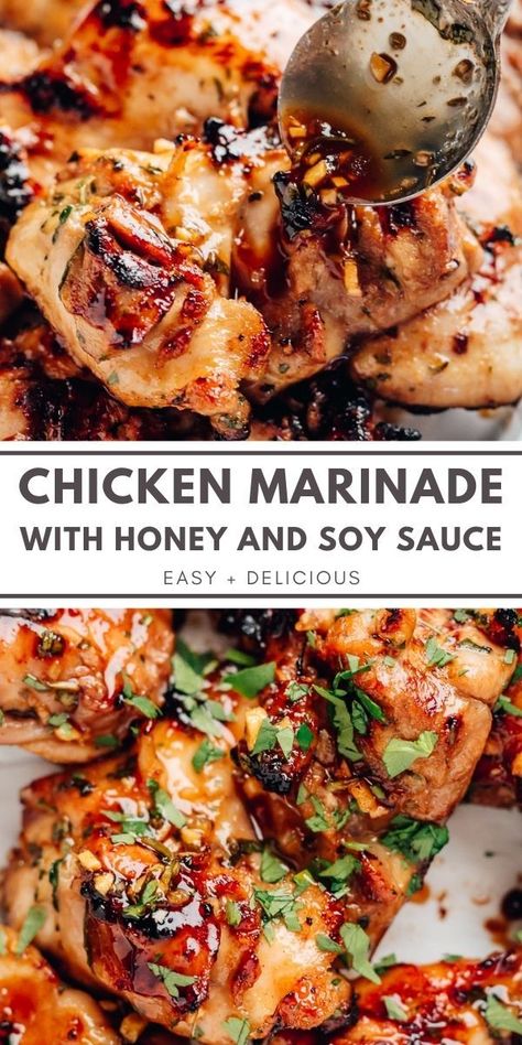 Chicken Thigh Grill Recipes, Honey Soy Chicken Marinade, Grilled Chicken Thighs Marinade, Asian Marinade For Chicken, Chicken Thighs Boneless Skinless, Chicken Breast Marinade Recipes, Healthy Chicken Thigh Recipes, Bbq Chicken Thighs, Honey Soy Chicken