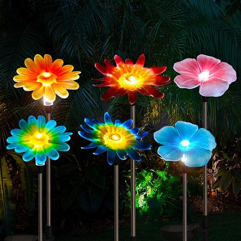 PRICES MAY VARY. Variety of Garden Stake Lights:Colored flower,This makes your garden look colorful even during the day Easy to install: Simply attach the stainless steel parts to a soft surface with direct sunlight Outdoor decoration for four seasons: Solar yard lights can be placed in front yards, back yards, sidewalks, around courtyards or porches, fountains, wedding themed parties to make your garden or back yard look like a fairy tale Solar power supply: Automatic on/OFF Dusk to dawn, there Deck Step Lights, Garden Lighting Design, Yard Flowers, Yard Pathway, Solar Yard Lights, Solar Powered Fountain, Solar Fence Lights, Solar Garden Lights, Butterfly Dragonfly