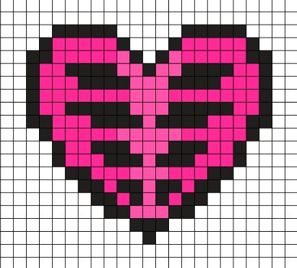 Pixel Art Pattern Heart, Valentines Fuse Beads, 2000s Pixel Art, Goth Pixel Art Grid, Pixel Art Ideas Room Decor, Heart Perler Bead Patterns, Scene Perler Beads, Emo Pixel Art, Y2k Pixel Art