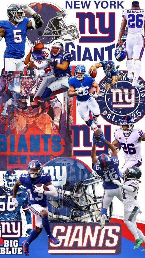 New York Giants Aesthetic, Ny Giants Wallpaper, New York Giants Wallpaper, Katherine Core, Giants Wallpaper, Baseball Aesthetic, Nfl Giants, Collage Football, Ny Giants Football