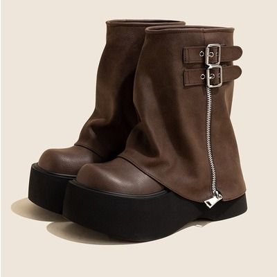 Home · KOSMUISHOE · Online Store Powered by Storenvy Alt Platform Shoes, Winter Boots 2024, Timber Boots, Funky Boots, Brown Boots Fashion, Platform Boots Chunky, Slouchy Boots, Funky Shoes, Hype Shoes