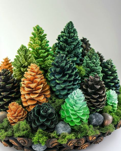 How To Dye Pine Cones, Pine Cone Table Decor, Pine Cone Arts And Crafts, Painted Pinecones Christmas, Pine Cone Arrangements, Pinecone Animal Crafts, Pine Cone Succulents Diy, Pine Cone Art Projects, Pine Comb Crafts