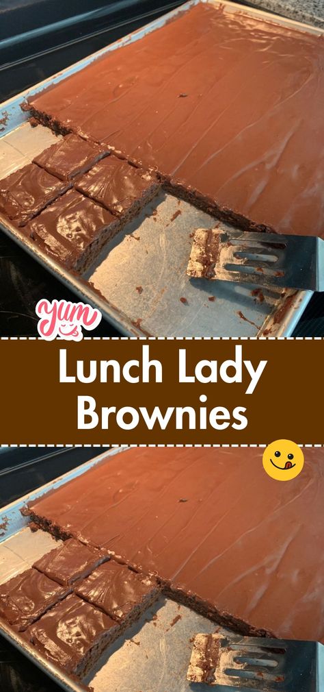 Relive your school days with these thick, fudgy brownies topped with a rich chocolate frosting. They're the perfect nostalgic treat for any chocolate lover. School Brownies Recipe, Lunch Lady Brownies Recipe, Creamy Chocolate Frosting, Lunch Lady Brownies, Brownie Frosting, Brownie Toppings, Lunch Lady, School Cafeteria, Fudgy Brownies