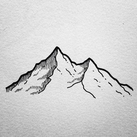 Mountain Drawing // Easy things to draw, drawing ideas, doodle ideas, mountain drawing, mountain doodle, things to draw #drawing #doodles Drawing Eyes, Berg Tattoo, Mountain Sketch, Pola Tato, Arte Doodle, Couple Drawing, Mountain Drawing, White Drawing, Mountain Tattoo