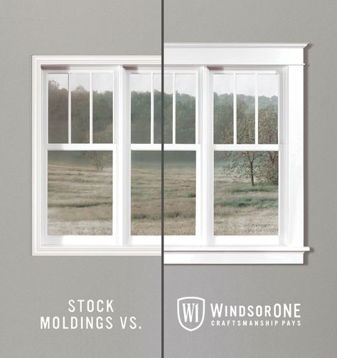 Stock vs. WindsorONE Molding - WindsorONE Classical Craftsman Molding, Classical Craftsman, Peru House, Exterior Window Molding, Craftsman Molding, 20th Century Architecture, Craftsman Windows, Craftsman Window, Craftsman Window Trim