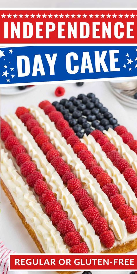 This Independence Day cake has a US flag on top and is easier to make than you might think! It has a super fluffy lemon base, but that's easy enough to transform into an orange, almond or coconut cake. You can make it traditionally with all-purpose flour, with white whole wheat flour, or with one of the two gluten-free flours I've tested it with. via @easywholesome July 4th Cakes, Healthy Chocolate Cake, Flag Cake, Food Doodles, 4th Of July Cake, 4th Of July Desserts, Easter Desserts Recipes, Easy Holiday Recipes, Healthy Cake