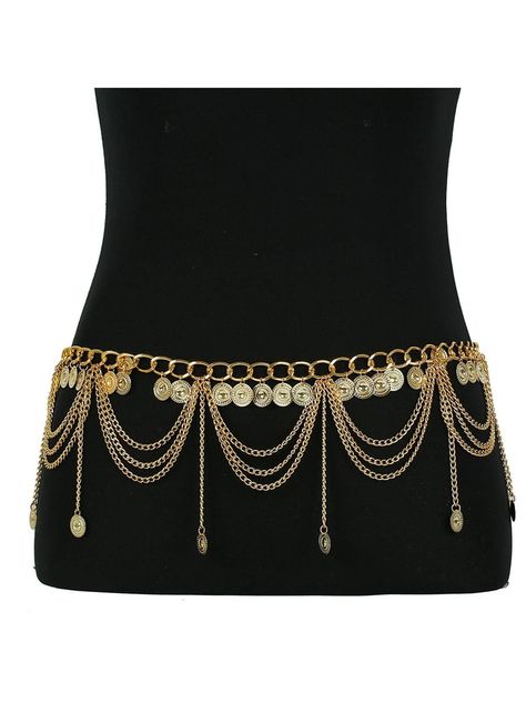 Coin Charm Waist ChainI discovered amazing products on SHEIN.com, come check them out! Designer Tassels, Body Chain Harness, Dance Belt, Pant Chains, Body Chains, Women Figure, Belly Chain, Waist Chain, Chain Belt