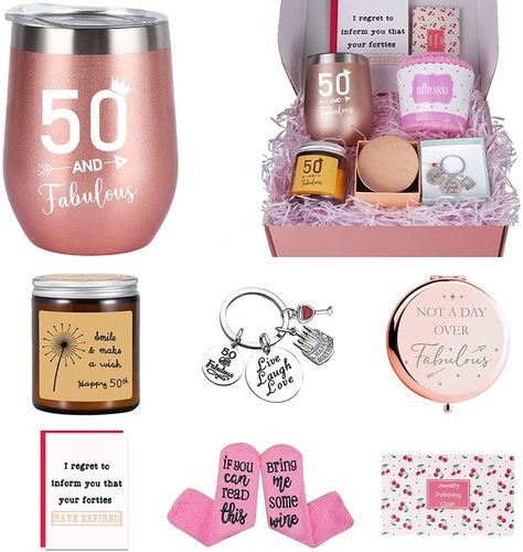 Friends Female, 40th Birthday Gifts For Women, 50th Birthday Gifts For Woman, 25th Birthday Gifts, Birthday Basket, Gift Baskets For Women, Gift Boxes For Women, Birthday Gift Baskets, Happy 50th Birthday