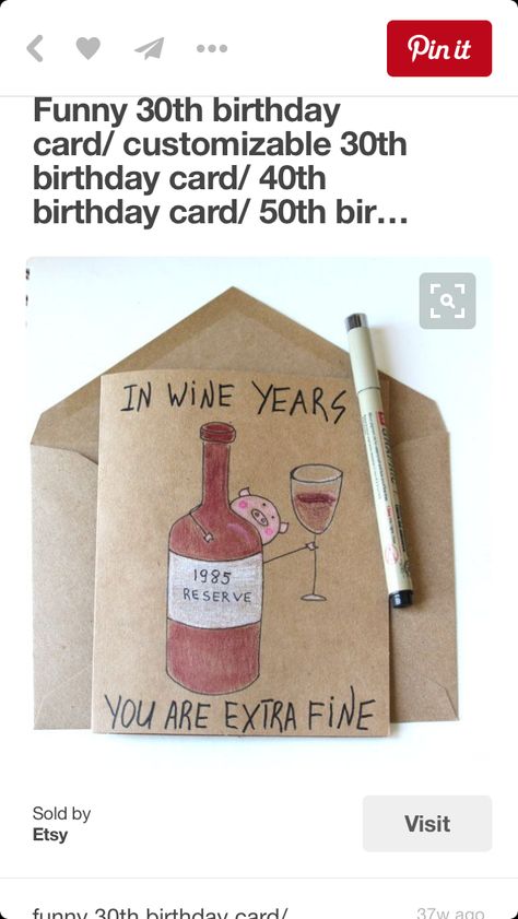 Birthday Surprises For Her, Funny 30th Birthday Cards, Wine Birthday Cards, Wine Birthday, 30th Birthday Funny, 30th Birthday Cards, Birthday Card For Her, 40th Birthday Cards, 50th Birthday Cards