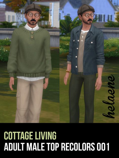 Cottagecore Male, Cottagecore Men, Cottage Sims 4, Sims 4 Male, Male Tops, Sims 4 Collections, Layered Shirts, Cottage Living, Sims 4 Cc