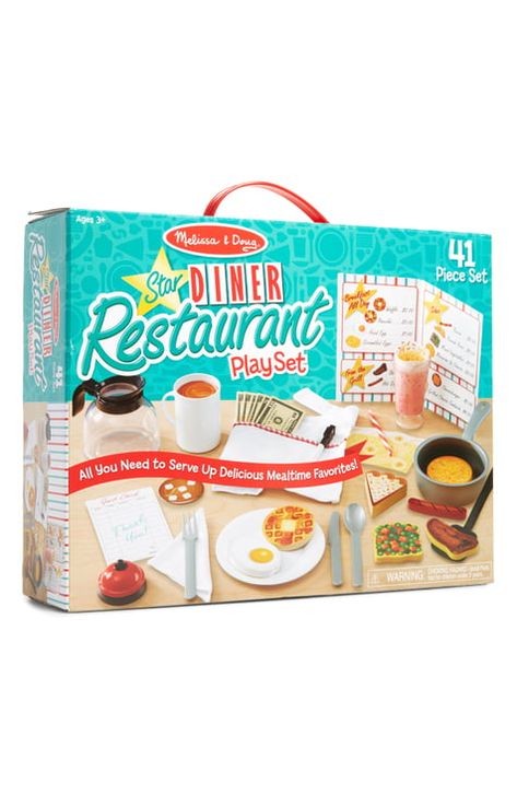 Melissa & Doug | Nordstrom Restaurant Kit, Drinks For Kids, Five Food Groups, Wooden Play Food, Diner Restaurant, Play Food Set, Wooden Food, Play Money, Concession Stand