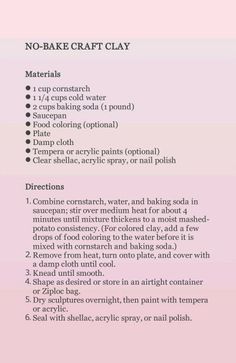 No-Bake Craft Clay Recipe - Cornstarch + Baking Soda Clay Recipe Oven Bake, Homemade Polymer Clay Recipe, Diy Modeling Clay Crafts, Oven Bake Clay Recipe, Diy Foam Clay, Diy Oven Bake Clay Recipe, No Bake Clay, Air Dry Clay Recipe, Homemade Clay Recipe