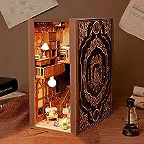 Diy Book Nook, Book Nook Kit, Shelf Insert, Wooden Castle, Dollhouse Books, Model Building Kits, Book Corners, Wooden Books, Bookshelves Diy