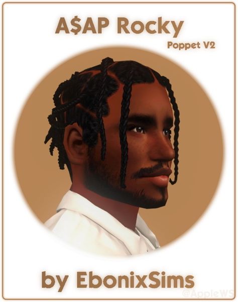 4t2 A$AP Rocky Hair by EbonixSims  Yes ma'am!  My first male hairstyle is finally up and it has physicssss! AAAAAAAAaa  ok anyways, enjoy!! hehehe  ☆ Informations ☆   All ages | Male only | PoppetV2 | 18k... Sims 2 Black Hair, Sims 4 Afro Hair Male, Sims 4 Afro Hair, Male Hairstyle, Afro Hairstyles Men, Sims 4 Hair Male, Sims 2 Hair, Sims 4 Black Hair, Sims 4 Anime