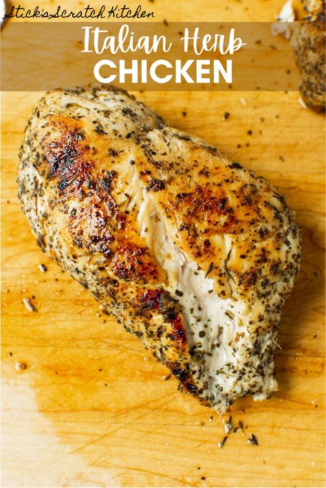 Italian Herb Chicken is a simple dish that pairs your favorite Italian herbs, like oregano, basil, and thyme, with a light drizzle of avocado oil to create a succulent wet rub that browns beautifully in a pan. The 
result is delightfully juicy chicken breast with lightly golden herby 
crust. #chickenrecipes #italianherb #chicken #italianchicken #italianherbchicken #wetrubrecipe #healthydinner Italian Chicken Breast Recipes, Italian Baked Chicken Breast, Italian Herb Chicken, Italian Marinade For Chicken, Italian Chicken Breast, Herb Roasted Chicken Breast, Herb Chicken Breast, Chicken Sticks, Chicken Seasoning Recipes