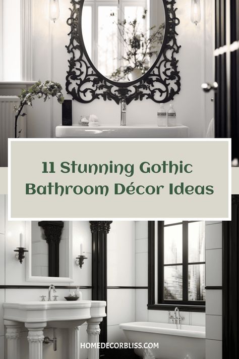 11 Stunning Gothic Bathroom Décor Ideas White Gothic Bathroom, Victorian Gothic Bathroom Ideas, Gothic Modern Bathroom, Victorian Gothic Bathroom, Gothic Bedrooms, Gothic Bathroom Ideas, Gothic Bathroom Decor, Gothic Bathroom, Dark Bathroom Ideas