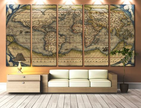 LARGE Wall Art World Map Canvas Print / Vintage World Map Print / Antique World Map / Old World Map / Extra Large World Map / World Map Art by ZellartCo on Etsy https://www.etsy.com/listing/281276174/large-wall-art-world-map-canvas-print Canvas Art For Sale, World Map Print, Push Pin World Map, Vintage World Map, Kids World Map, World Map Decor, Antique World Map, Map Canvas Art, World Map Art