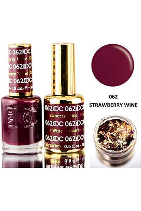 DND DC Reds GEL POLISH DUO, Gel Lacquer 0.5 oz   Matching Nail Polish Color 0.5 oz, Daisy Nails (with bonus side Glitter) Made in USA (Strawberry Wine (062)) Dnd Wine Gel Polish, Dnd Metallic Gel Polish, Dnd Gel Manicure Ideas, Dnd Holiday Nails, Strawberry Wine Nails, Fall Dnd Gel Colors 2024, Dnd Fall Colors, Dnd Fall Nail Colors, Dnd Nail Colors