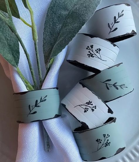 Transform Dollar Tree Napkin Rings Into a Simple Farmhouse Style | Hometalk Dollar Tree Napkin Rings, Clay Napkin Rings, Diy Napkin Rings, Rustic Napkin Rings, Tree Napkin, Napkins Rings, Homemade Gift Baskets, Vintage Napkin Rings, Napkin Rings Diy