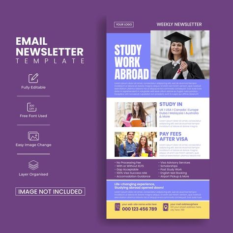 Education email newsletter template for ... | Premium Vector #Freepik #vector #university #study #information #news Email Newsletter Design, University Newsletter, Newsletter Infographic, Email Newsletter Template Design, Website Landing Page, Newspaper Template, Email Newsletter Template, Newsletter Template, Event Poster Design