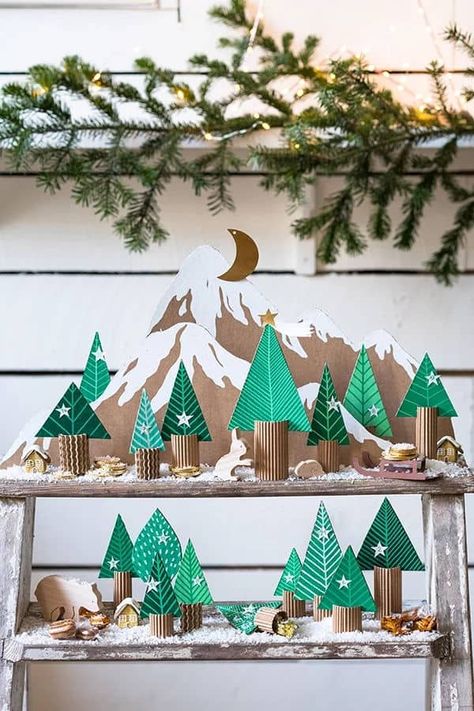 14 Cardboard Christmas Decorations To DIY Sustainably - Moral Fibres Cardboard Christmas Decorations, Cardboard Gingerbread House, Cardboard Christmas Tree, Cardboard Christmas, Noel Diy, Beautiful Christmas Decorations, Holiday Crafts For Kids, Simple Christmas Tree, Handmade Christmas Gifts