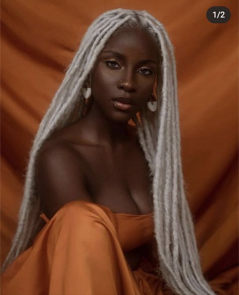 White Hair Dark Skin, White Dreads, Goddess Locs, Dread Hairstyles, Dark Skin Women, Locs Hairstyles, Goddess Braids, White Hair, Locs