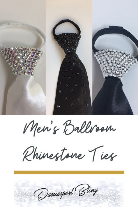 Dancesport competitors who want to wear a little bling will love these Men's Zipper neckties! A zipper necktie is a Pre-tied Men's tie with a permanent knot and a concealed zipper mechanism inside which allows the wearer to adjust the width of the tie according to neck size. Loaded with individually hand applied Swarovski crystals, these expertly crafted ties add just the right touch of sparkle to enhance your ballroom suit or vest. Click here to buy at our Etsy Shop. Sparkle Accessories, Diy Necktie Projects, Mens Ballroom, Ballroom Jewelry, Fashion Portfolio Layout, Dance Jewelry, Event Outfit, Dance Skirt, Men's Tie