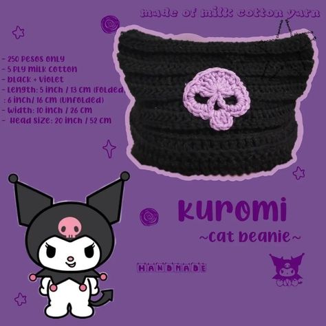 Hello Kitty Crochet, Easy Crochet Animals, Cat Beanie, Crochet Keychain Pattern, Crochet Business, Cap Patterns, Crochet Design Pattern, Kawaii Crochet, Beginner Crochet Projects