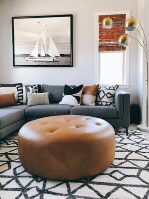 Check out this look I found on LIKEtoKNOW.it http://liketk.it/2IWJb  Download the LIKEtoKNOW.it app to see! Living Room Rug Ideas Grey Couch, Timpani Ottoman, Tan Ottoman, Soft Ottoman, Tan Living Room, Poly And Bark, Leather Couches Living Room, Grey Couch, Grey Couch Living Room