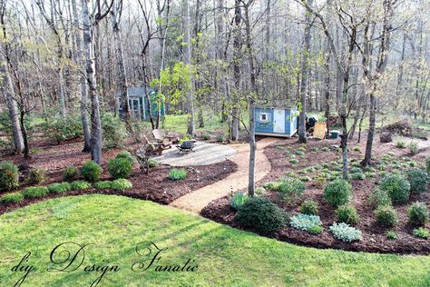 Kid Backyard, Wooded Backyard Landscape, Wooded Area, Kitchens Ideas, Wooded Landscaping, Landscaping Inspiration, Outdoor Deco, Dream Yard, Pea Gravel