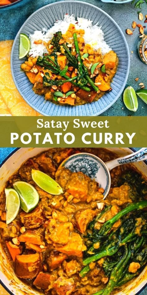 Asian Sweet Potato, Vegetarian Sweet Potato Recipes, Gluten Free Sweet Potato, Sweet Potato Recipe, Sweet Potato Curry, Potato Curry, Comfort Food Recipes Dinners, Vegan Sweet Potato, Vegetable Curry