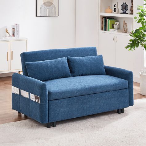 Blue leather couch