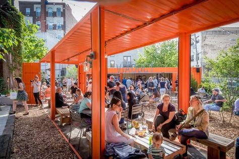 Beer Garden Ideas, Container Restaurant, Visit Philadelphia, Summer Beer, Food Park, Restaurant Patio, Container Architecture, Urban Fabric, Outdoor Restaurant