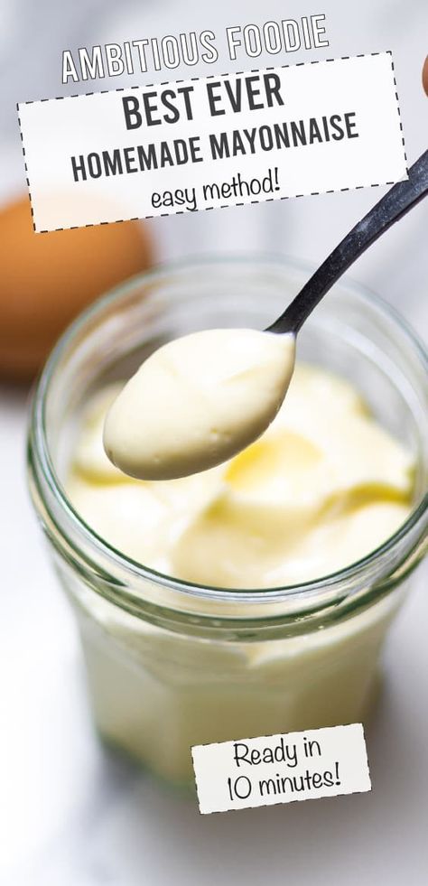 Homemade Mayonnaise Without Mustard Easy Mayonnaise Recipe, Cooking Substitutes, Homemade Mayonnaise Recipe, Condiments Recipes, Homemade Dressings, How To Make Mayonnaise, Dip Sauce, Homemade Mayo, Mayonnaise Recipe