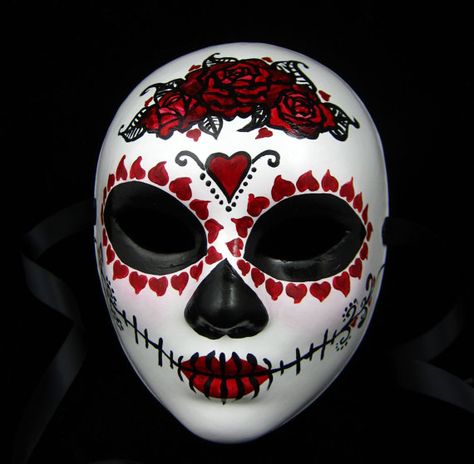 Day Of The Dead Mask, Den Mrtvých, Sugar Skull Artwork, Paper Mache Mask, Mascaras Halloween, Mexican Mask, Mask Images, Antique Porcelain Dolls, Clown Mask